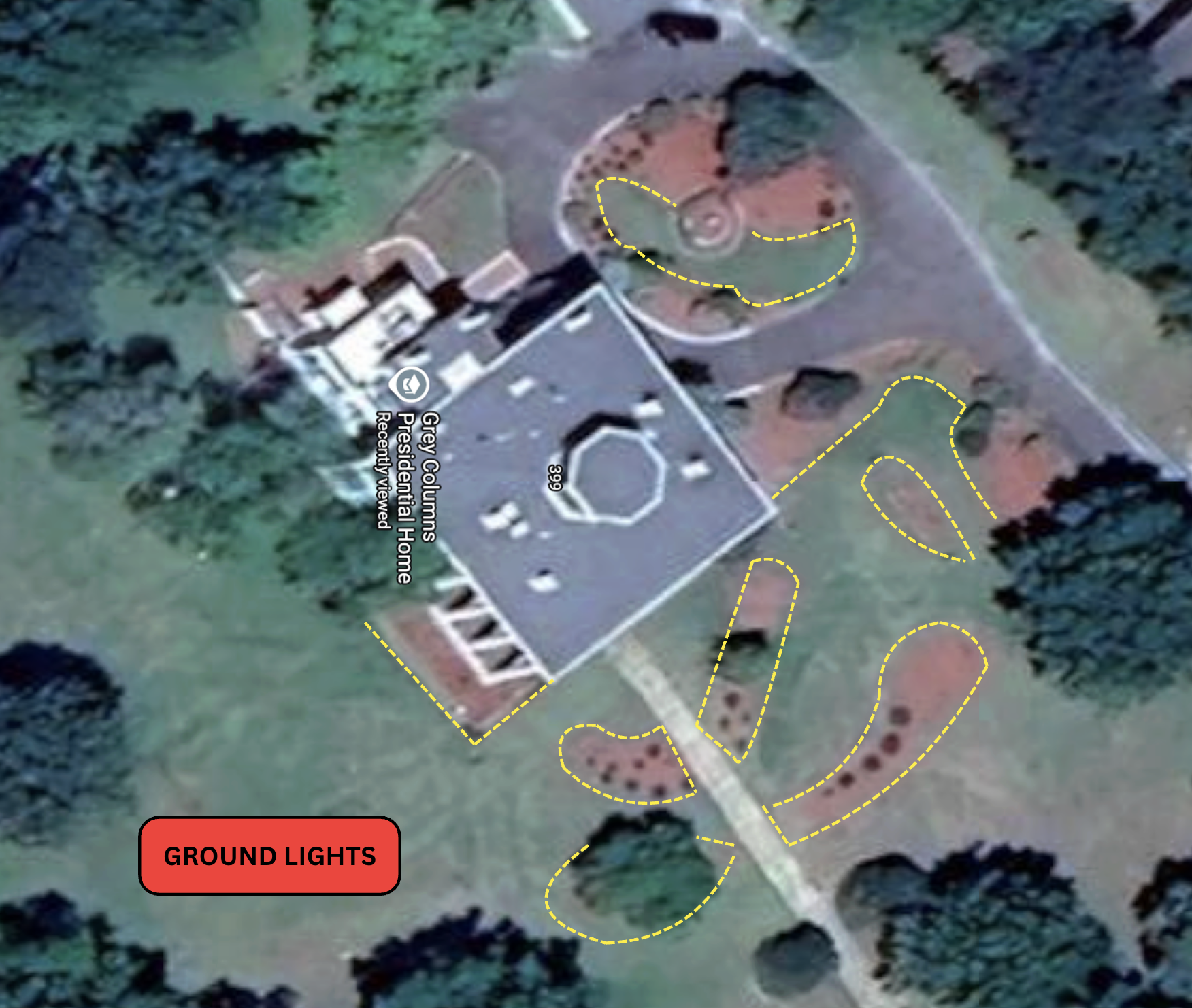 Aerial view of ground lighting layout