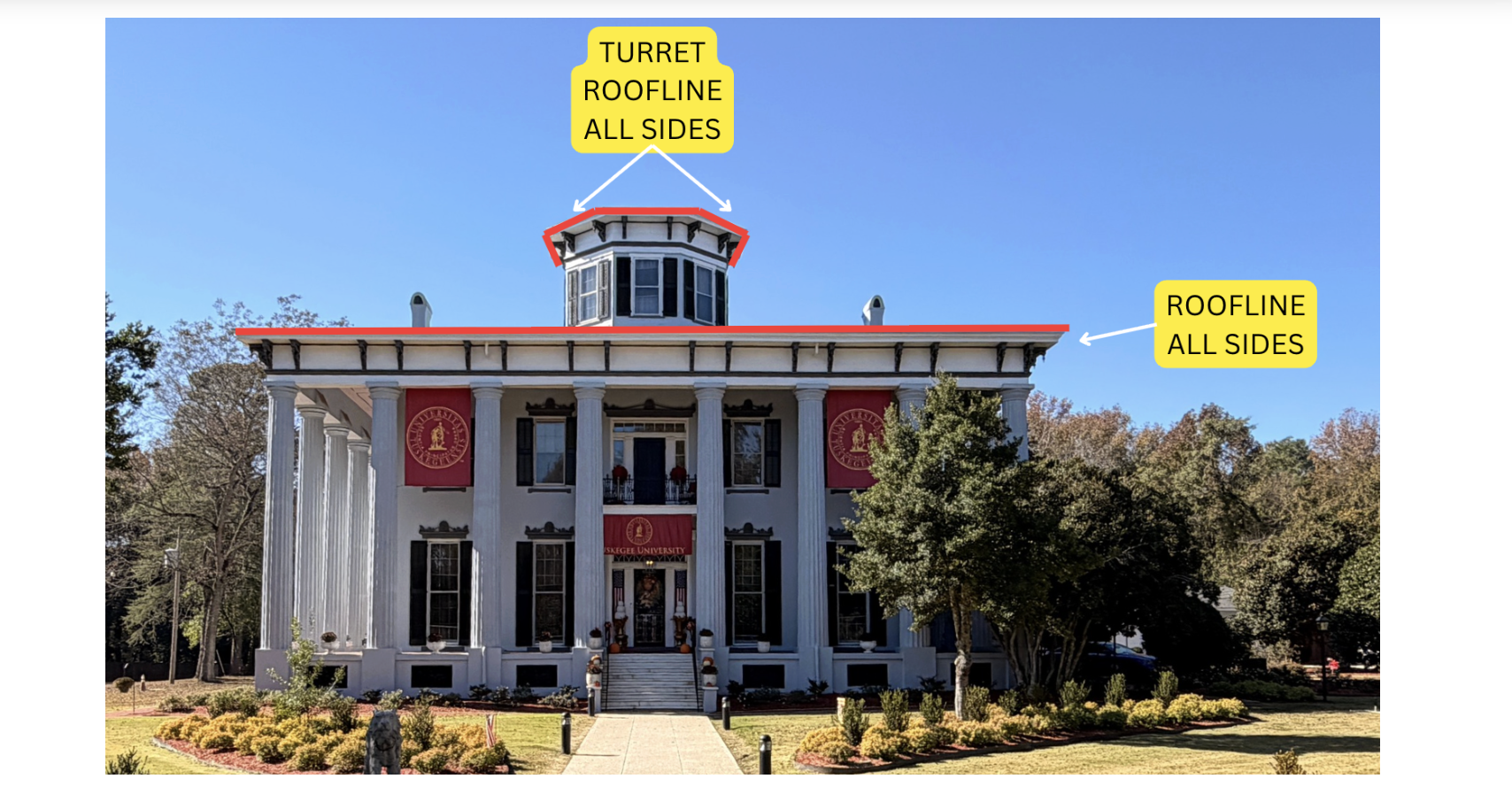 Building roofline and turret lighting